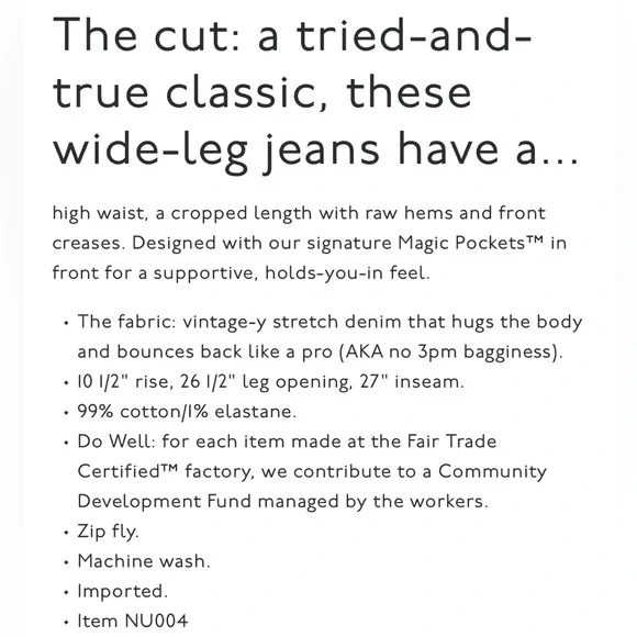 Madewell Wide Leg Crop Blue Denim Retro Stretch Cotton Jeans Women’s 28 - Picture 15 of 15